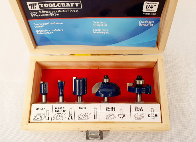 TOOLCRAFT JUEGO DE BROCAS PARA ROUTER DE 1/4 - TC3456