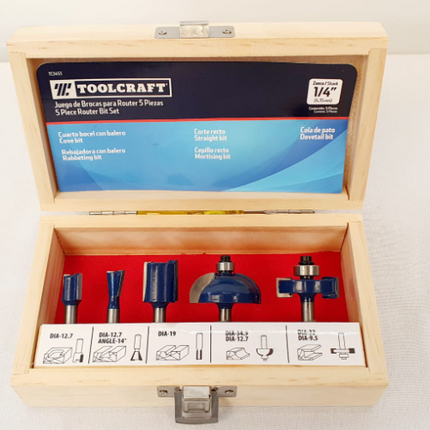 TOOLCRAFT JUEGO DE BROCAS PARA ROUTER DE 1/4 - TC3456