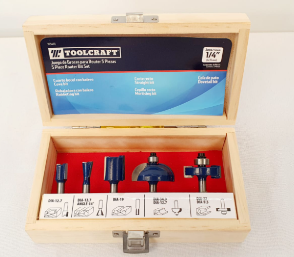 TOOLCRAFT JUEGO DE BROCAS PARA ROUTER DE 1/4 - TC3456