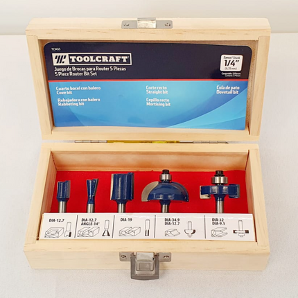 TOOLCRAFT JUEGO DE BROCAS PARA ROUTER DE 1/4 - TC3456