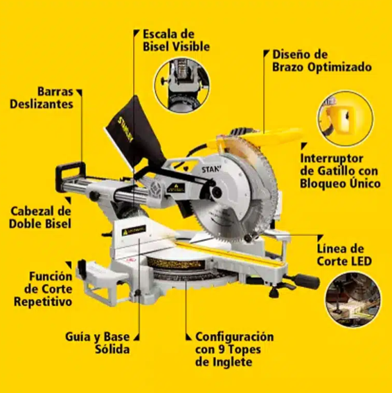 STANLEY SIERRA ACOLILLADORA O INGLETEADORA TELESCOPICA 10" - SM18