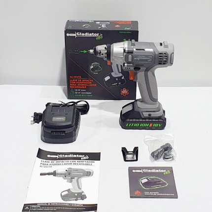GLADIATOR PRO LLAVE DE IMPACTO CON ADAPTADOR PARA ATORNILLADOR RECARGABLE - ALI812/18