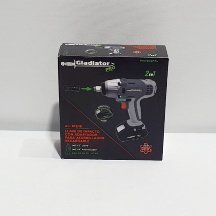 GLADIATOR PRO LLAVE DE IMPACTO CON ADAPTADOR PARA ATORNILLADOR RECARGABLE - ALI812/18
