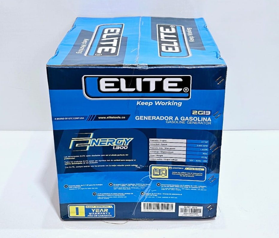 ELITE GENERADOR ELECTRICO A GASOLINA 1300W - 2G13