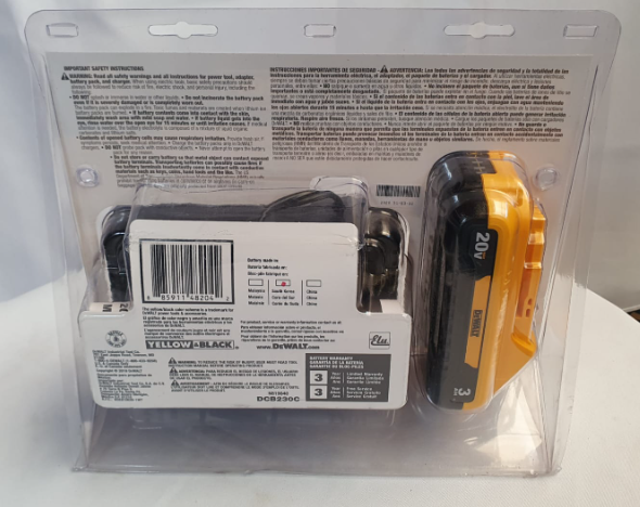 DEWALT CARGADOR Y BATERIA COMPACTA ION DE LITIO 20V - DCB230C