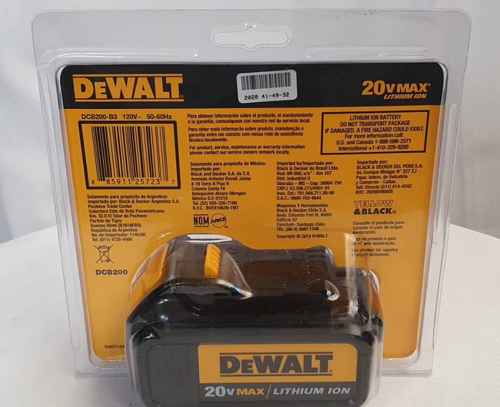 DEWALT BATERIA COMPACTA DE ION DE LITIO 20V- DCB200