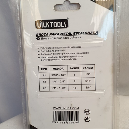 UYUSTOOLS BROCA PARA METAL ESCALONADA - BCE3SU-P