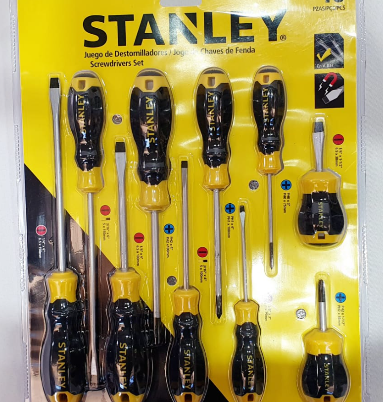 STANLEY JUEGO DE DESTORNILLADORES 10 PIEZAS