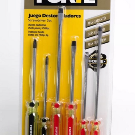 FORTE JUEGO DE DESTORNILLADORES DE 6 PIEZAS CON MANGO PVC - 719