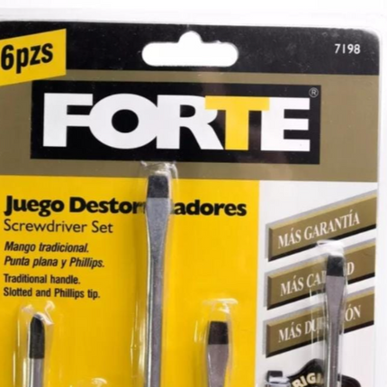 FORTE JUEGO DE DESTORNILLADORES DE 6 PIEZAS CON MANGO PVC - 719