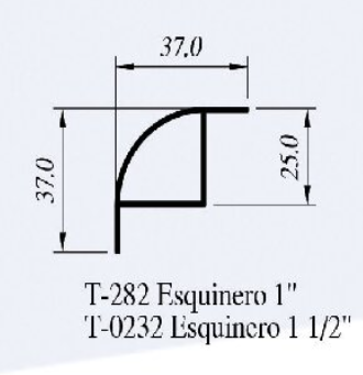 CUARTO DE CIRCULO ALUMINIO 1-1/2" DOBLE ALETA - T232 / T-0232