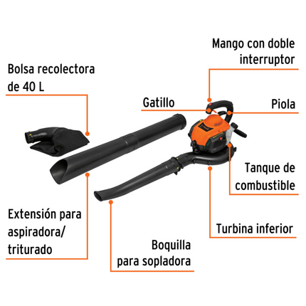 TRUPER SOPLADORA ASPIRADORA A GASOLINA 26 CM3 13047