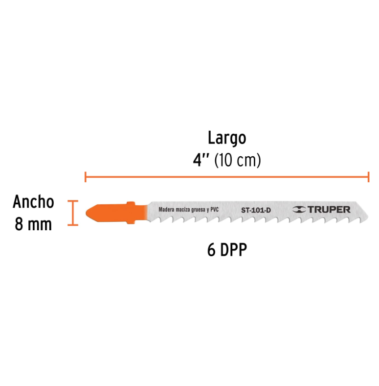 TRUPER SEGUETAS PARA SIERRA CALADORA PARA CORTAR MADERA GRUESA Y PVC PAQUETE X 5 UNIDADES 18126