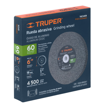 TRUPER RUEDA ABRASIVA OXIDO DE ALUMINIO GRANO 60 - 16349