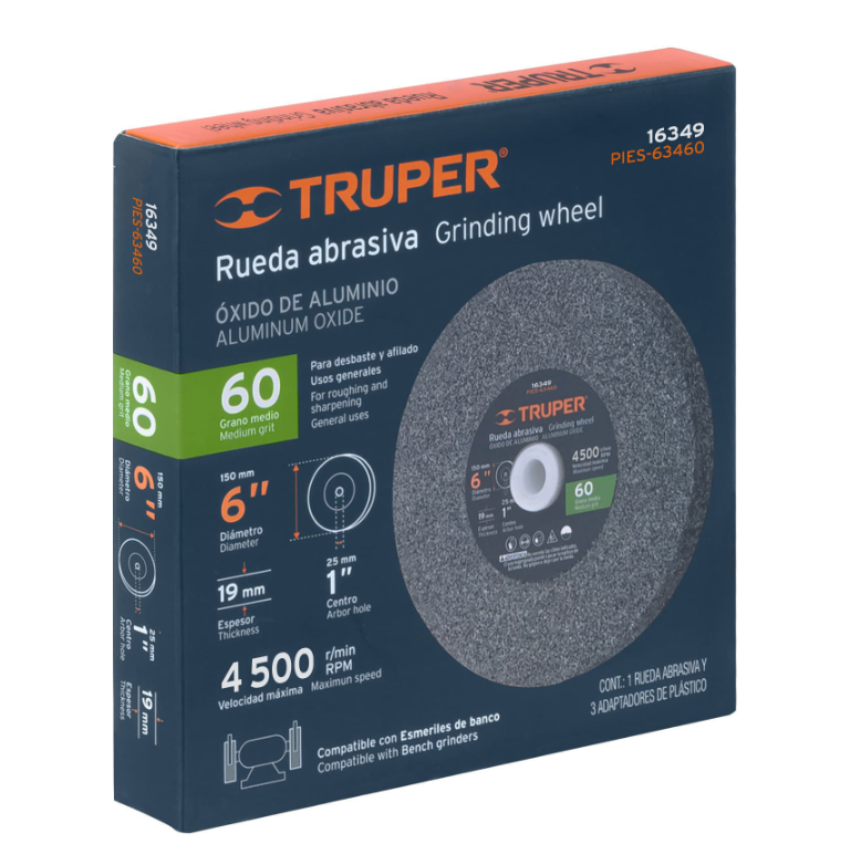 TRUPER RUEDA ABRASIVA OXIDO DE ALUMINIO GRANO 60 - 16349