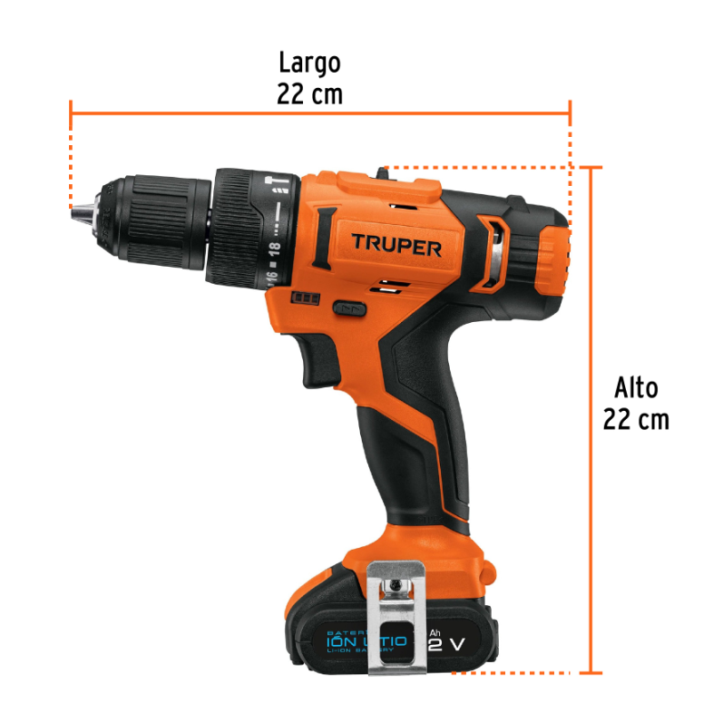 TRUPER ROTOMARTILLO / TALADRO / DESTORNILLADOR INALAMBRICO 3/8" 12794