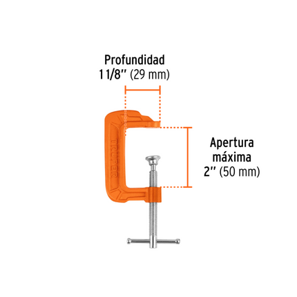 TRUPER PRENSA DE HIERRO NODULAR 17659 2" APERTURA - 1 1/8" PROFUNDIDAD