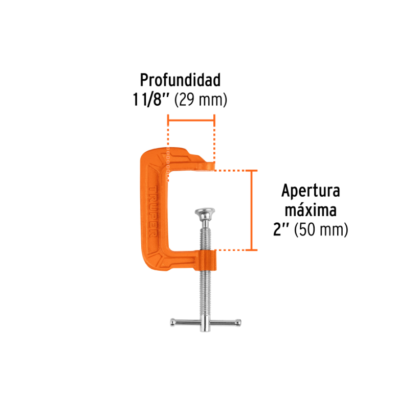 TRUPER PRENSA DE HIERRO NODULAR 17659 2" APERTURA - 1 1/8" PROFUNDIDAD