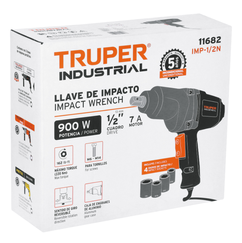 TRUPER PISTOLA ELECTRICA IMPACTO INDUST. 1/2" 900W IMP-1/2N 11682