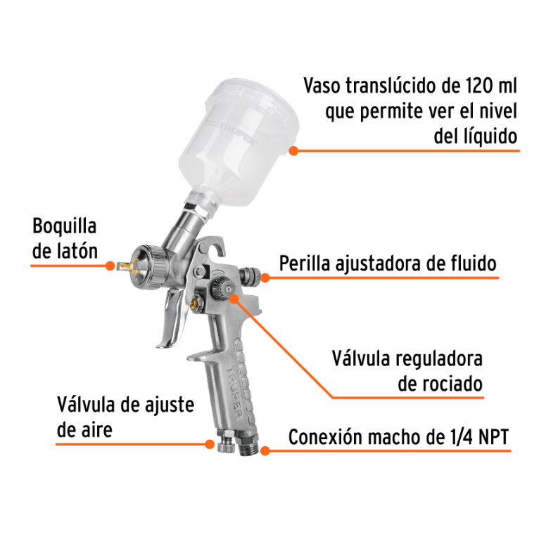 TRUPER PISTOLA DE GRAVEDAD COMPACTA PARA RETOQUE 11097