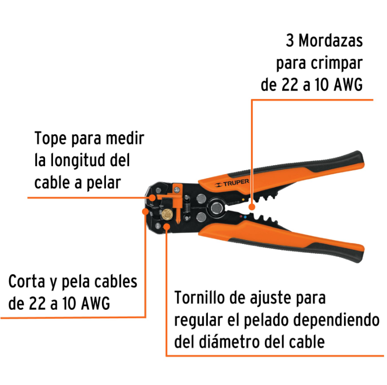 TRUPER PINZA PELA CABLES AUTOMATICA 8" PEC-AUT 17360