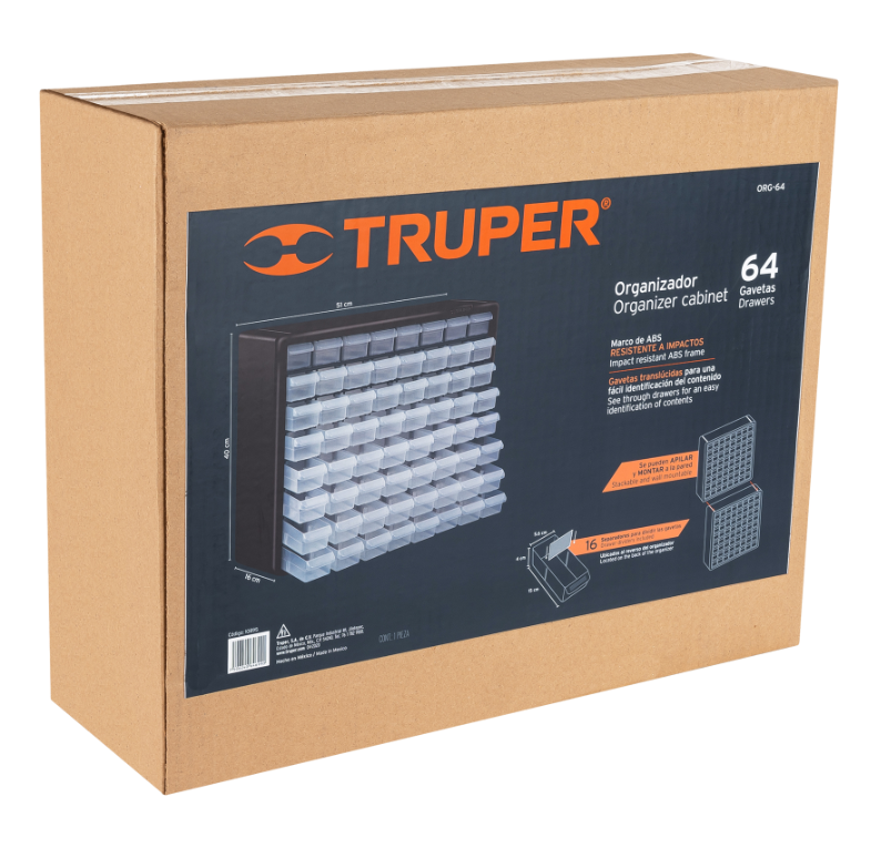 TRUPER ORGANIZADOR 64 GAVETAS 10895