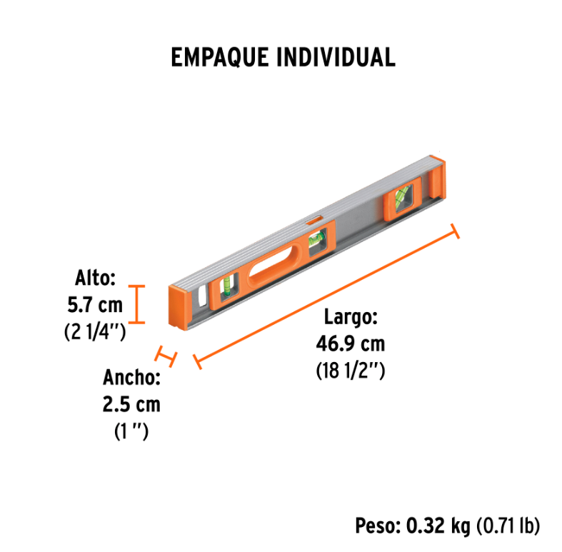 TRUPER NIVEL PROFESIONAL ALUMINIO 18" 17034