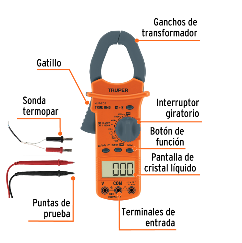 TRUPER MULTIMETRO DIGITAL DE GANCHO 10404