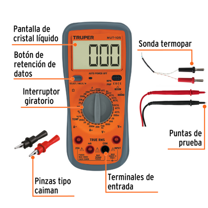 TRUPER MULTIMETRO DIGITAL AUTOMOTRIZ 10403