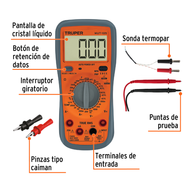TRUPER MULTIMETRO DIGITAL AUTOMOTRIZ 10403
