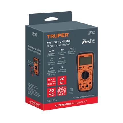 TRUPER MULTIMETRO DIGITAL AUTOMOTRIZ 10403