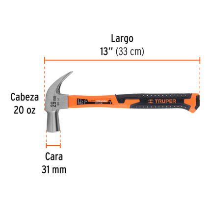 TRUPER MARTILLO 20 OZ MANGO FIBRA DE VIDRIO 10852