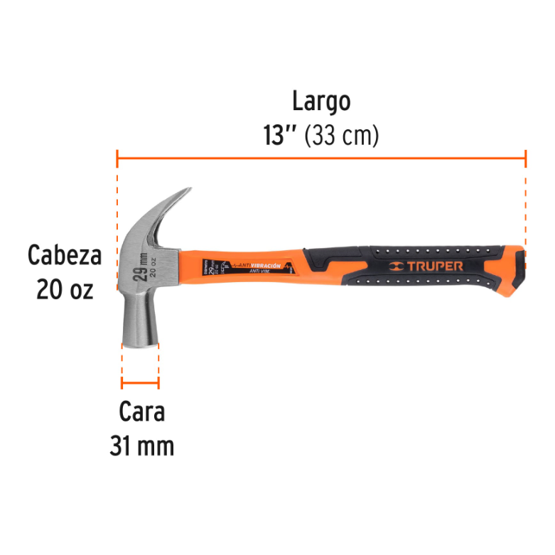 TRUPER MARTILLO 20 OZ MANGO FIBRA DE VIDRIO 10852