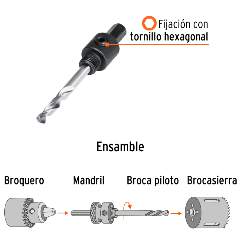 TRUPER MANDRIL PARA BROCA SIERRAS BIMETALICAS ZANCO 3/8" 18122