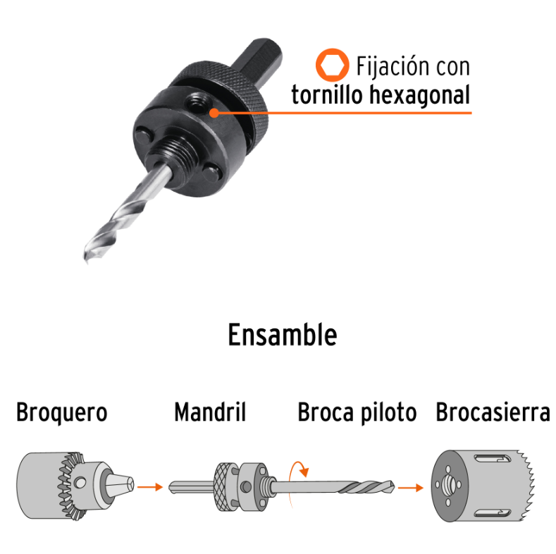 TRUPER MANDRIL PARA BROCA SIERRAS BIMETALICAS 7/16" MAND-7/16 - 18123