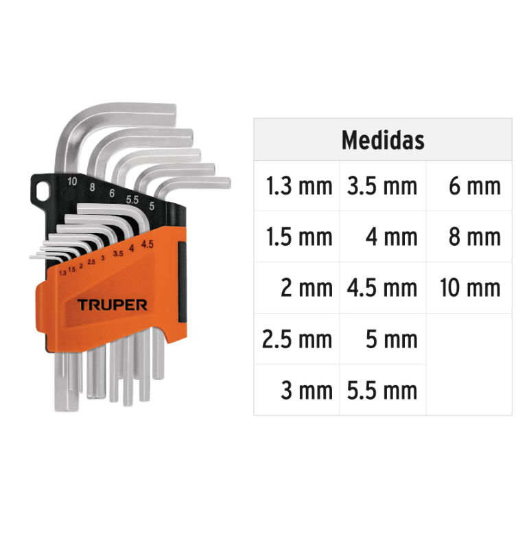 TRUPER LLAVES ALLEN 13 PIEZAS MILIMETRICAS 15542