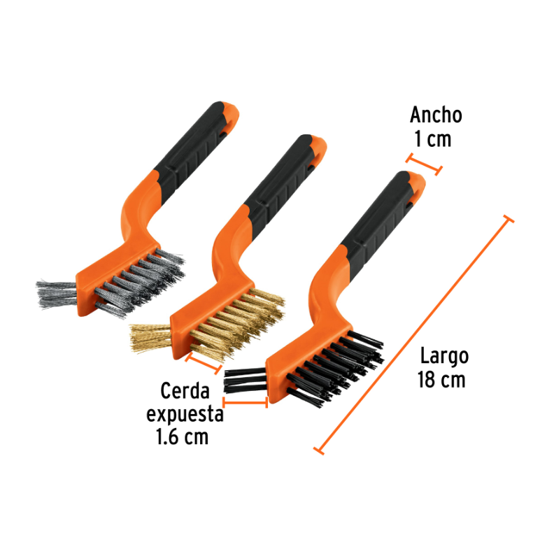 TRUPER JUEGO DE MINI CEPILLOS DE ALAMBRE 3 TIPOS DE ALAMBRE 10652