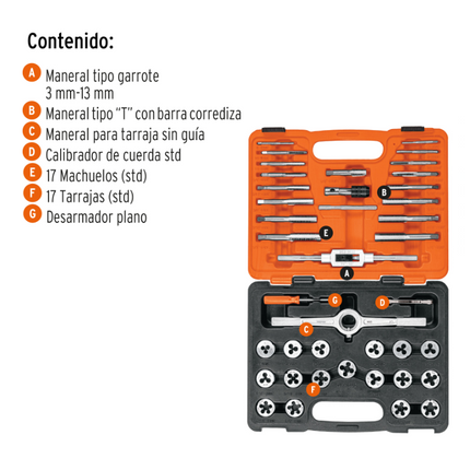 TRUPER JUEGO DE MACHUELOS Y TARRAJAS 40 PIEZAS 11442