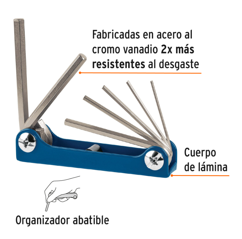 TRUPER JUEGO DE LLAVES HEXAGONAL TIPO NAVAJA MILIMETRICAS 7 PIEZAS 15557