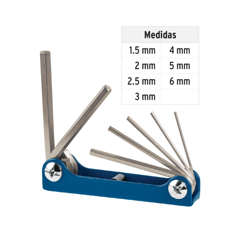 TRUPER JUEGO DE LLAVES HEXAGONAL TIPO NAVAJA MILIMETRICAS 7 PIEZAS 15557