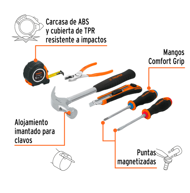 TRUPER JUEGO DE HERRAMIENTAS 6 PIEZAS 14651