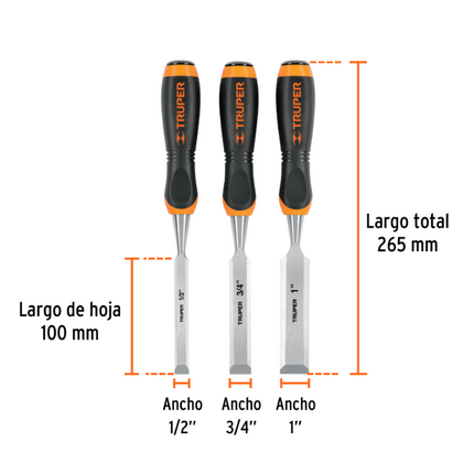 TRUPER JUEGO DE FORMONES 1"-3/4"-1/2" JFT-3