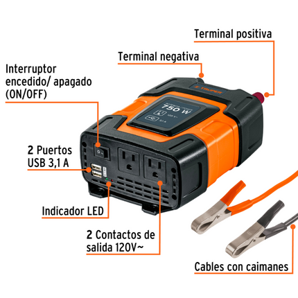 TRUPER INVERSOR DE CORRIENTE CON PUERTOS USB - 10490