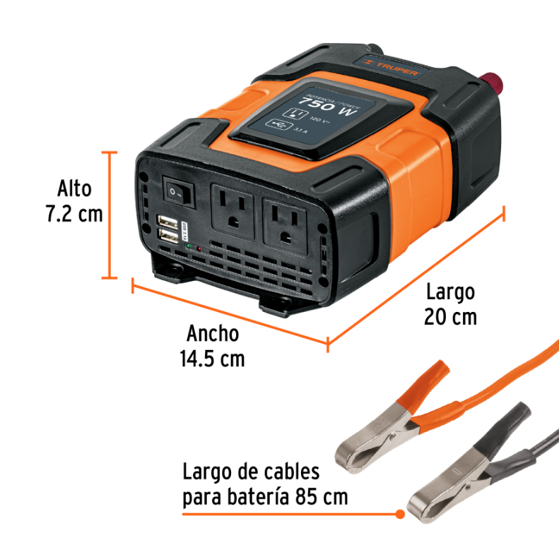 TRUPER INVERSOR DE CORRIENTE CON PUERTOS USB - 10490