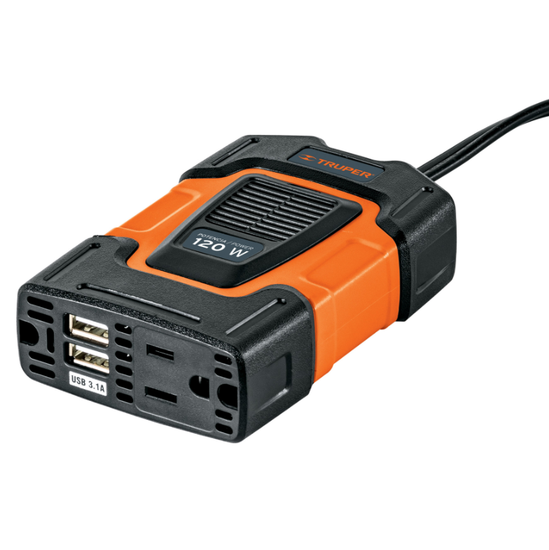 TRUPER INVERSOR DE CORRIENTE 120W CON PUERTOS USB 10447