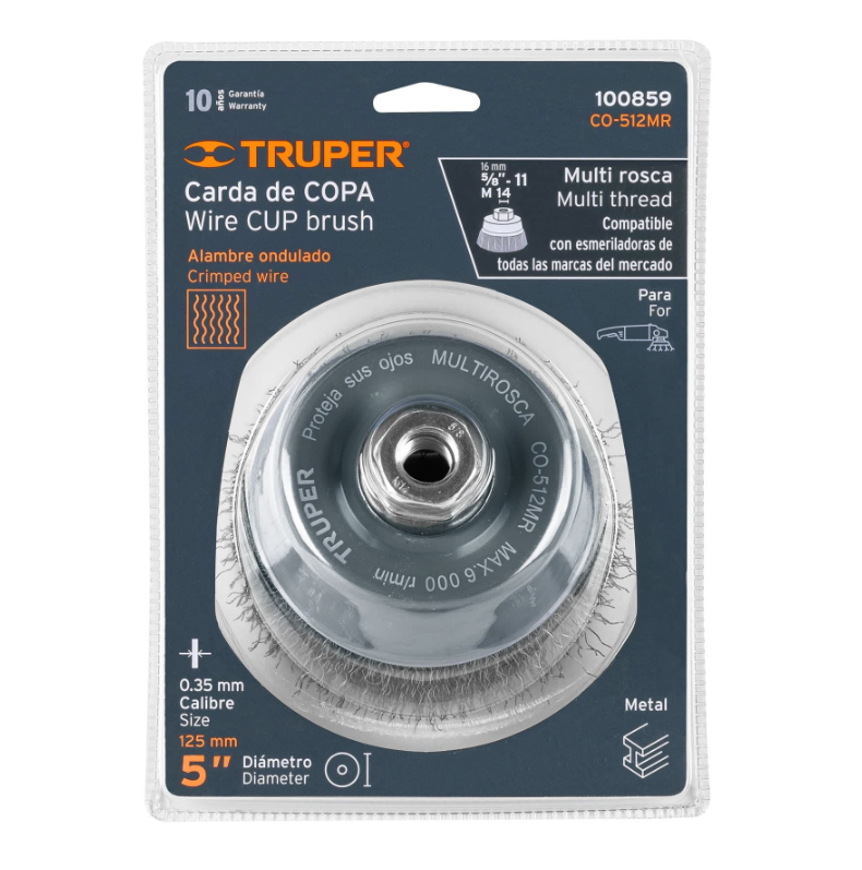 TRUPER GRATA CARDA DE COPA 5" MULTI ROSCA 100859