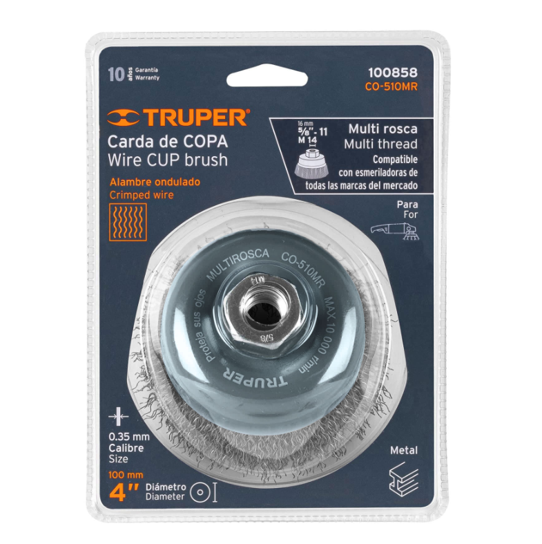 TRUPER GRATA CARDA DE COPA 4" MULTI ROSCA 100858