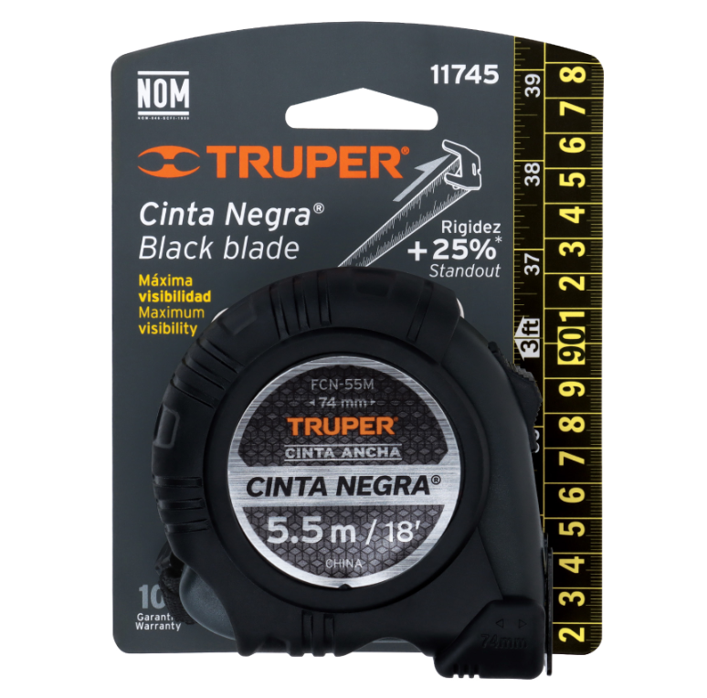 TRUPER FLEXOMETRO 5.5 MTS CINTA NEGRA  11745