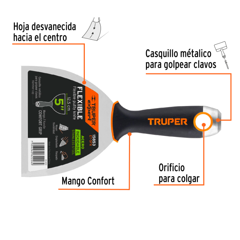 TRUPER ESPATULA 5" ACERO INOXIDABLE 15853