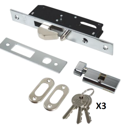 FLEXON CERRADURA DE INCRUSTAR PUERTA CORREDIZA CON CILINDRO OVALADO LLAVE - MULETILLA 6175